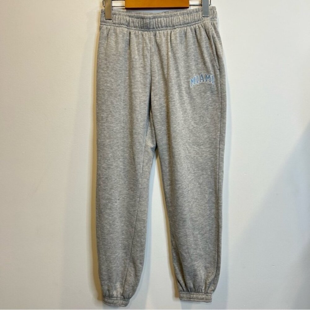 Urban Planet U Kids Girls Miami Embroidered Fleece Joggers Grey
